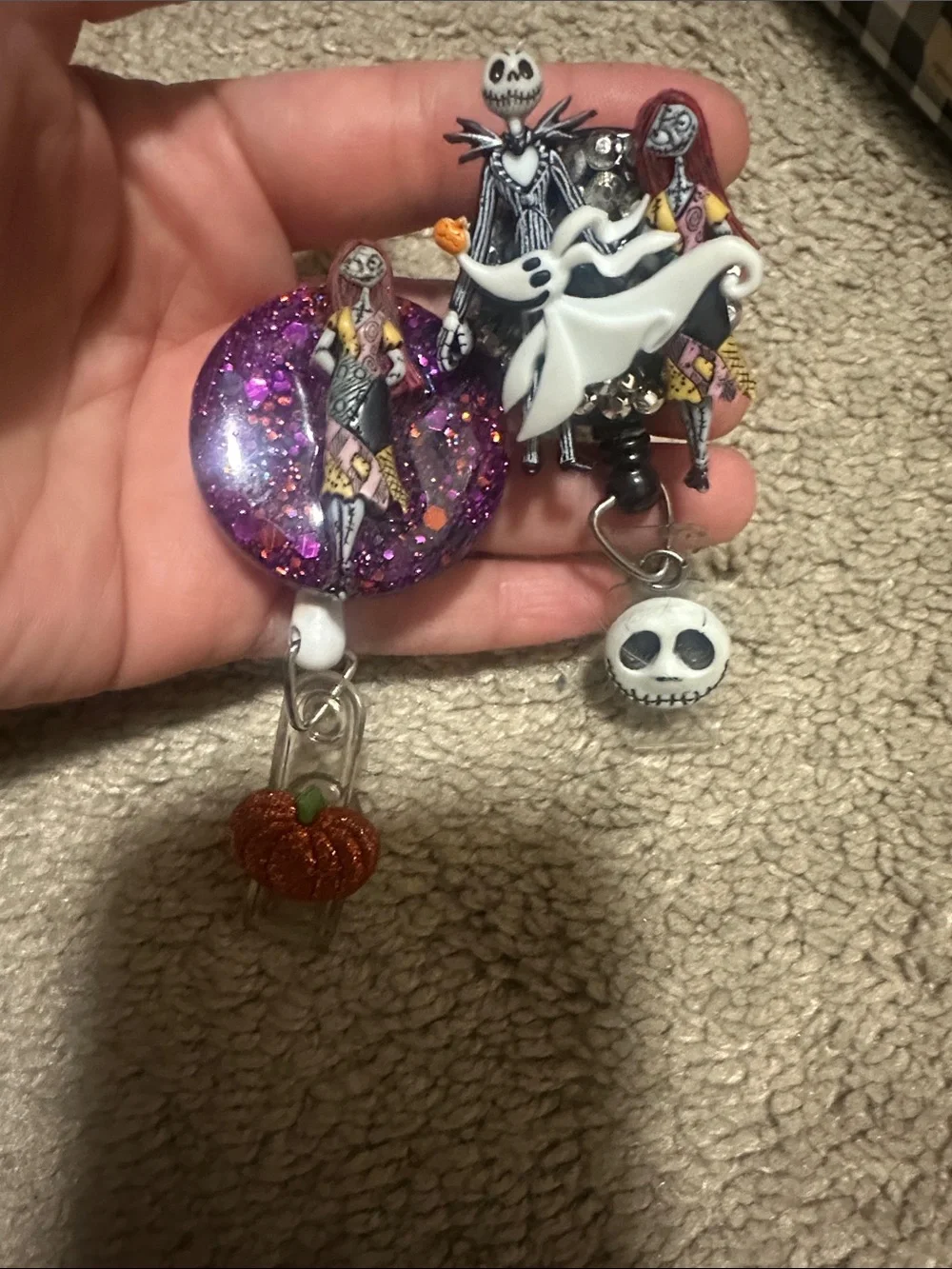 Handcrafted Nightmare before Christmas Halloween badge reels set of 4 new
